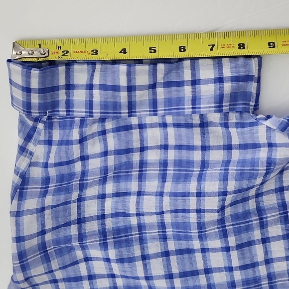 Tommy Hilfiger Women's Blue White Plaid Cotton Popover Short Sleeves Shirt Small - Picture 15 of 15